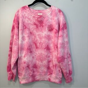 Billabong After Surf Pink Tie Dye Sweatshirt Let the Sun Shine In Large Crewneck